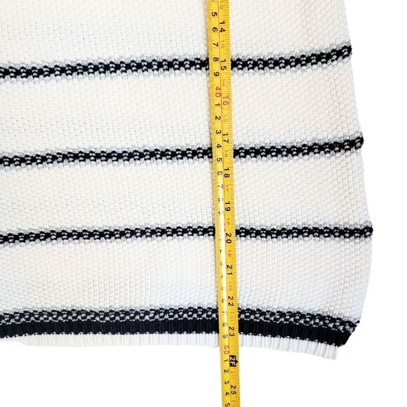 MADELEINE THOMPSON Navy/White/Metallic Stripe Button Sweater Womens M Luxury - Picture 5 of 7